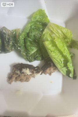 Wilted lettuce / burnt patty