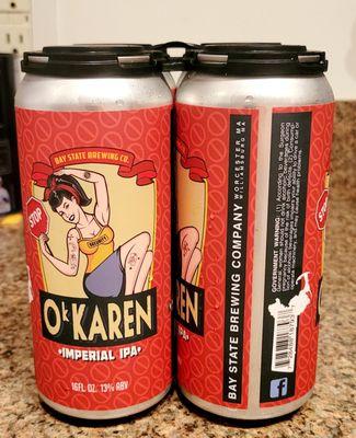 Bay State Brewing Co. OK Karen Imperial IPA Beer 16floz Can 4pk $18.99 (06/22/24). #PalisadeWineAndLiquors #JerseyCity @BayStateBrewing