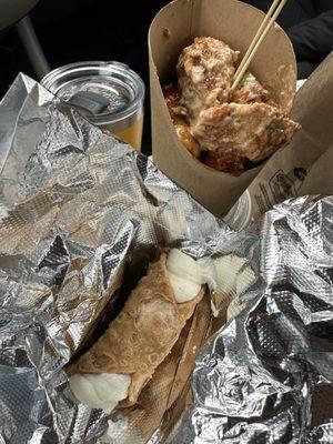 Canoli, buffalo chicken and some delicious glazed chicken bites.