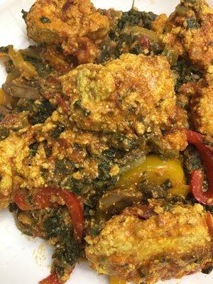 Callaloo-Sesame Comfit is mixed with large African Sesame, Sesame melanged with Bell Peppers, Fresh Onion, Tomatoes and Olive Oil.