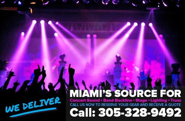 Having a Concert in Miami?  DJPeoples provides turn key solutions for all of your event Lighting, Sound and Stage rental Needs. Call us!