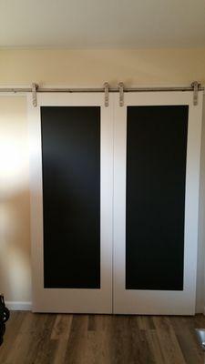 Chalk board barn doors for closet