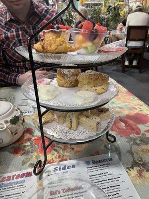 High tea sandwhich and scones