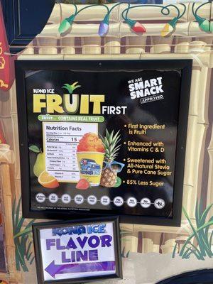 Nutritional facts posted on the side of the Kona Ice truck