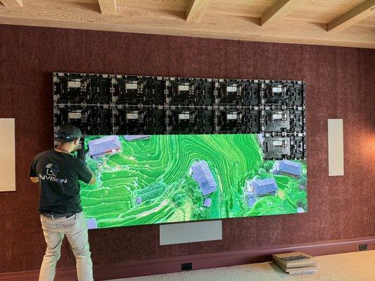 The precise install of a 136" MicroLED TV