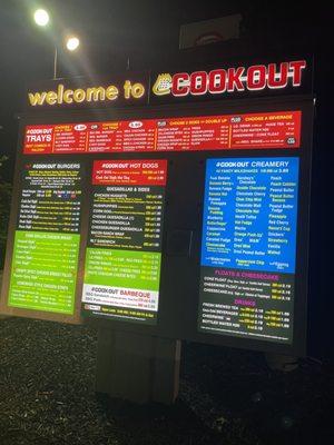 Menu as of August 2022