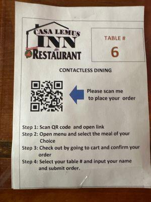 QR Code for menu