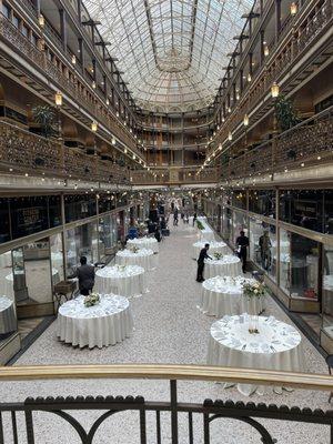 The Arcade being setup for a wedding