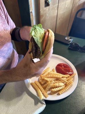 Double cheeseburger with fries