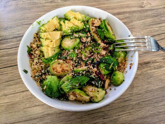 The Brussels sprouts salad with added avocado. Wish I'd gotten a photo of the amazing banana-chocolate chip mufffin - it was gargantuan!