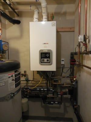 Janes-installed "Triangle Tube" boiler and associated hot water tank