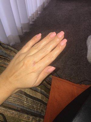 Natural acrylic set with gel polish done by Jenny.