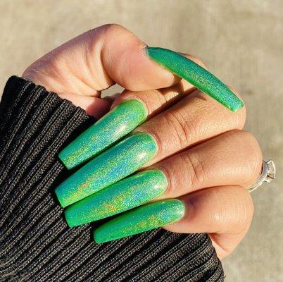 Green & Gold chrome gel polish by #Jason