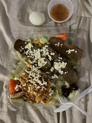 Salad with chicken and gyro meat