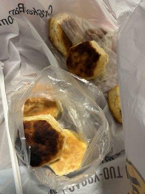 Burnt biscuits.  Very disappointed.