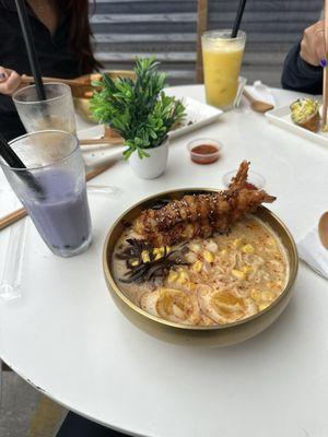 Tempura Shrimp Ramen Taro Milk Tea