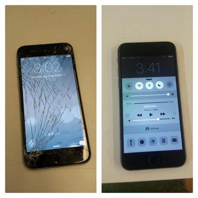 Before and after an IPhone 6 get fix.