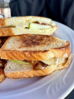 Gorgeous Brie, fig, and apple grilled cheese!