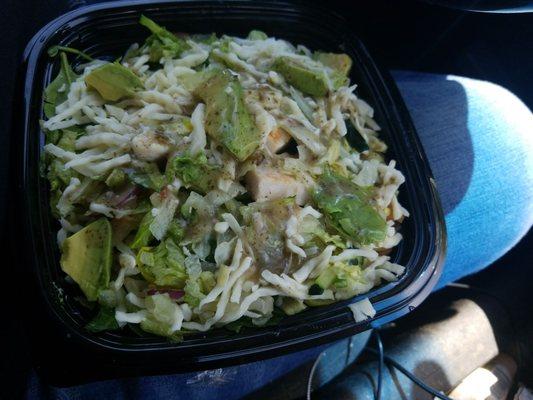 This is what a double chicken chopped salad is supposed to be like !!