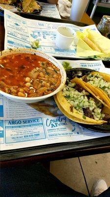 Menudo and Tacos de Cabeza, Chimichanga de Pollos and Beef Tacos were delicious. My family will definitely be back.