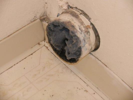 You can tell this dryer vent is full of lint.  It's packed all the through the vent