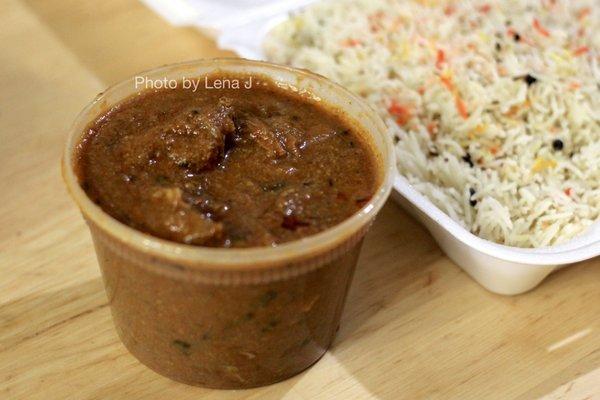 Gosht Achari ($11.99) -  fresh goat meat prepared in Achari spice and fresh herbs