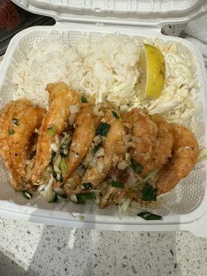 Hawaii favorite butterfly garlic shrimp!