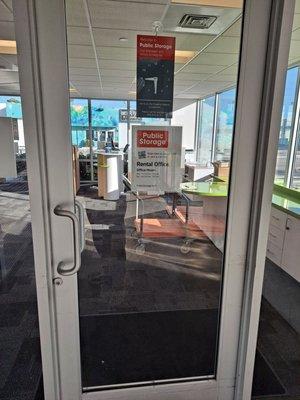 Office entry with carts locked inside