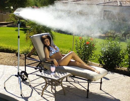 Portable Misting Tower is great for sunbathing, working in the yartd and keeping pets cool