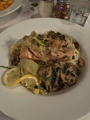 Salmon Piccata over Angel Hair