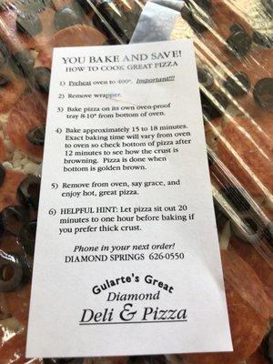 Take n bake pizza instructions