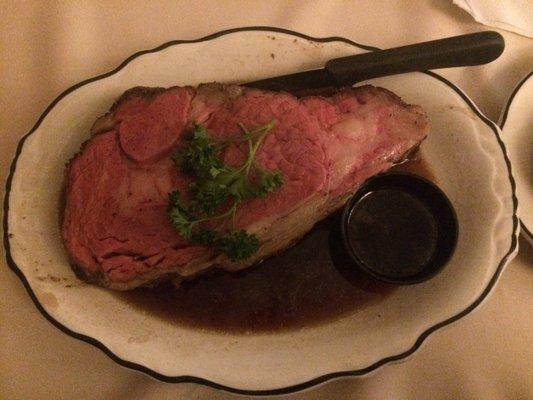 Large cut prime rib, soup salad bar and choice of potato $28, it's awesome!