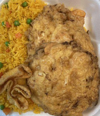 Egg Foo Young with Fried Rice