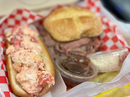 Lobster Roll and Roast Beef Sandwich