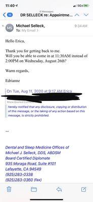 I was never offered a 2 pm. I was offered a 3:30 pm and let them know I needed the latest appt available but they now change it to 11?