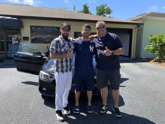 Me on the right, my son in the middle and Alex our salesperson on the left.