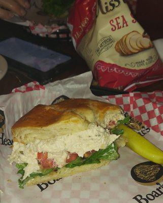 Cup of gumbo and chicken salad on croissant.  Food was excellent!!!