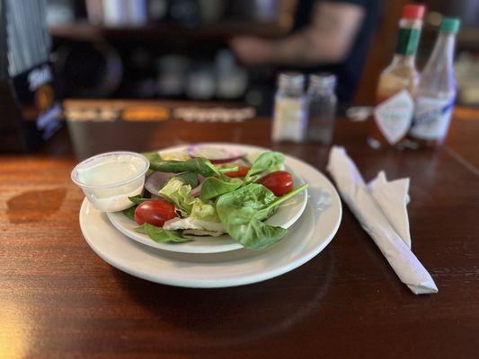 Salad with blue cheese dressing was fresh and a great warm up.