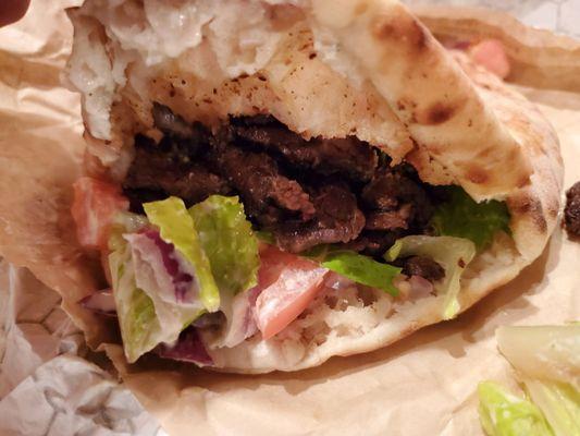 Beef shawarma pita