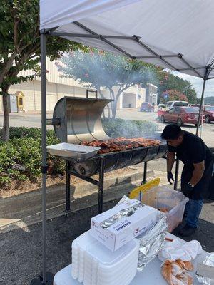 Chicken being grilled