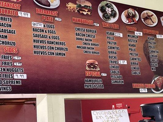 A lot of options on the menu for a carniceria.