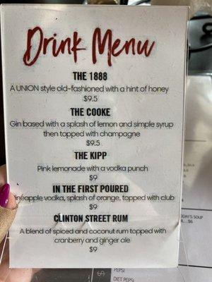 Drink menu