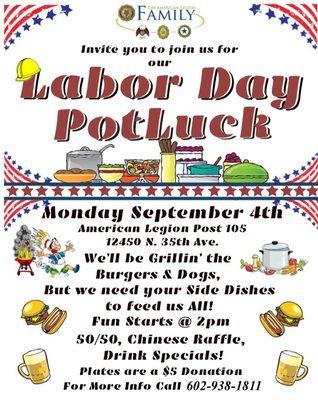 Join the 105 family for Labor Day 2017. Food, fun, music and raffles.