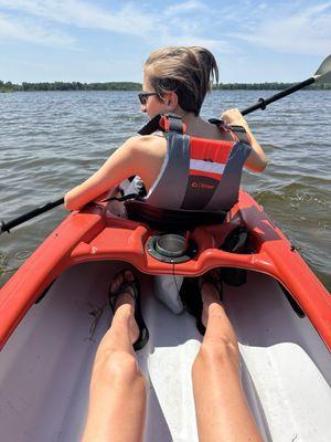 Out on Stony Creek Metro Beach kayaking today! We kayaked for 3 hours. We had 2 singles and a double. Such an amazing time!