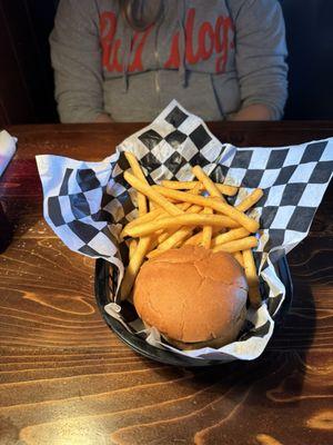 Kids burger and fries