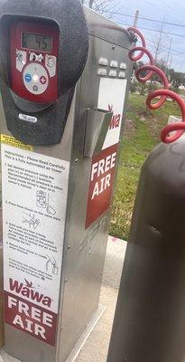 Free air... get your bike or car tires filled after getting your gas/coffee/ food.