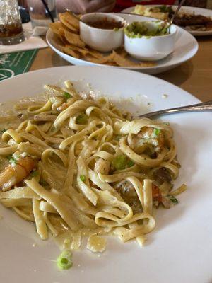 Mushroom Fettuccine with Shrimp is to die for! The New York Steak was absolutely delicious.