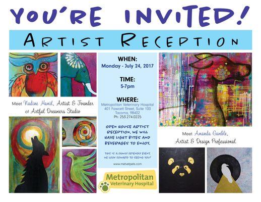 Join us for our mid-summer Artist Reception! We will have a fun interactive activity for all to enjoy.