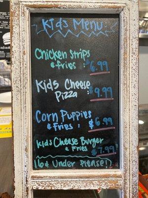 Kids menu