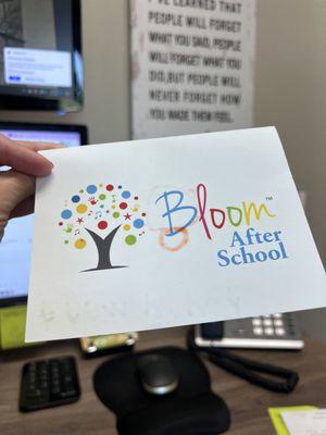 Thank you note from Bloom After School student